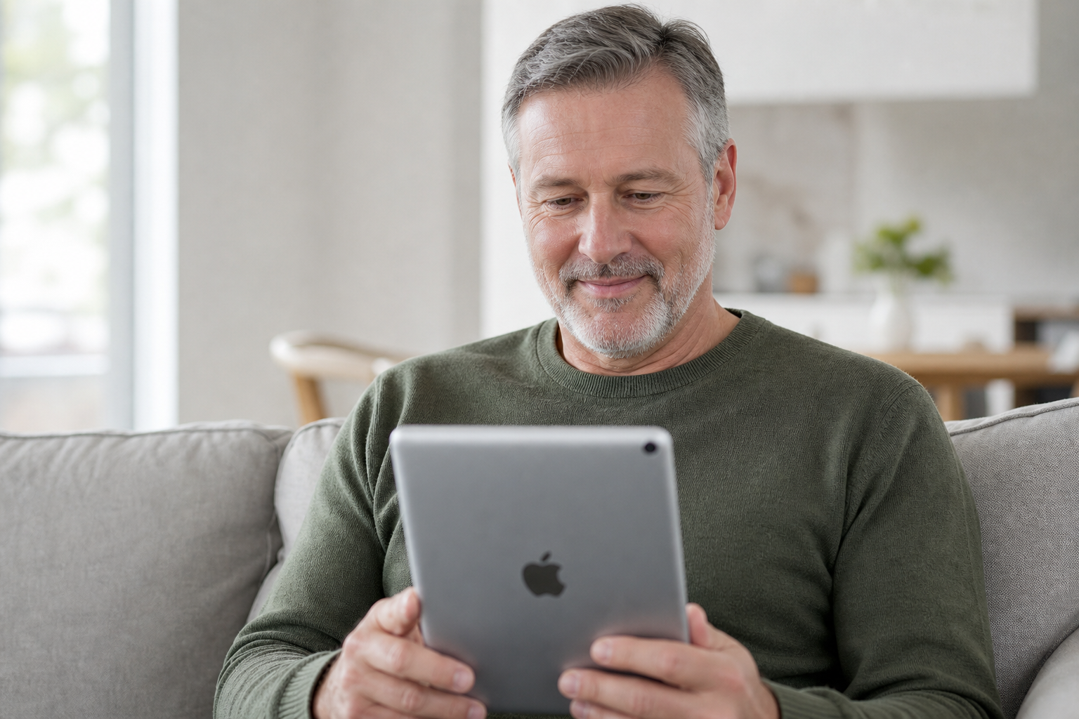 Patient Interacting with Remote Care Expert via iPad