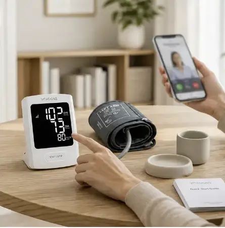 A connected blood pressure monitor arriving ready to use at home